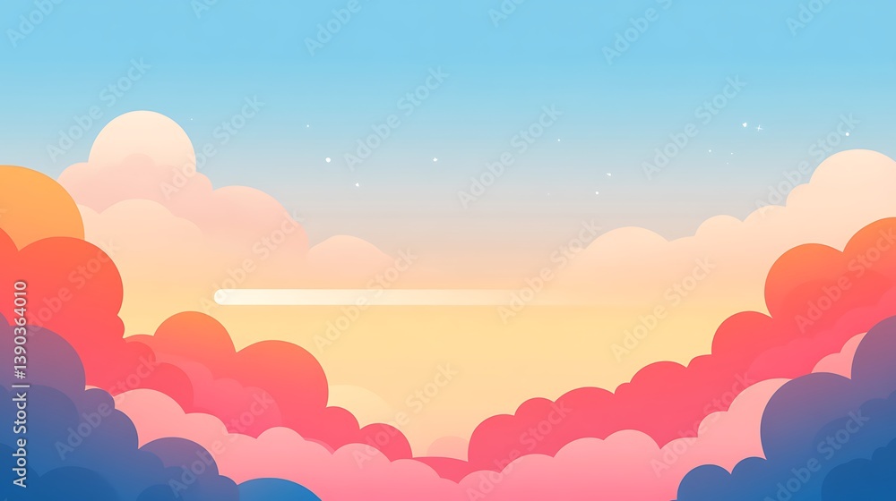 Pastel sunset sky with clouds and shooting star. Pastel sunset sky with clouds and shooting star.