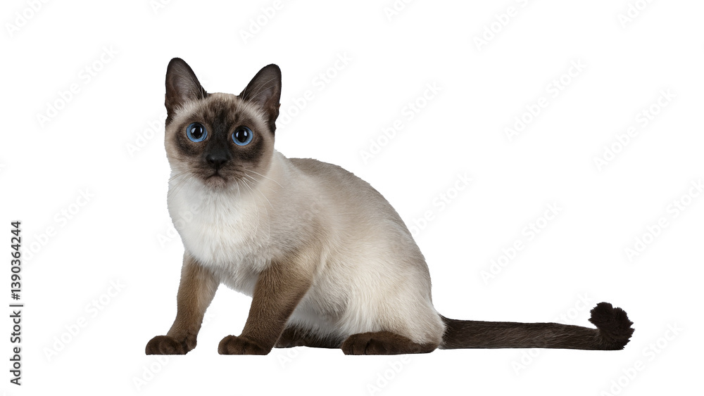 Obraz premium Siamese Cat Sitting with Transparent Background