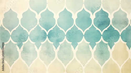 Watercolor ombre quatrefoil pattern background.