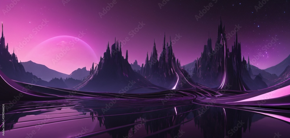 An abstract 3D digital landscape with flowing, curved lines and smooth surfaces that seem to blend seamlessly into each other.