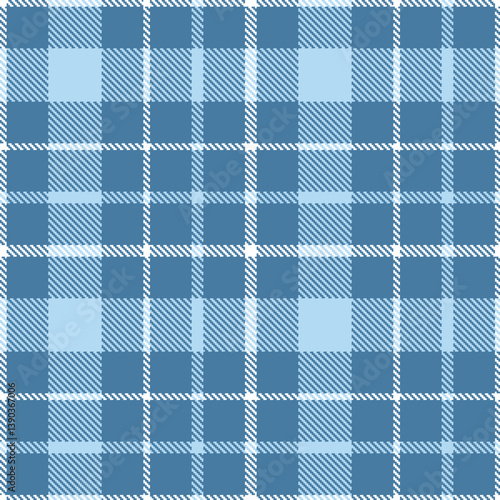 Contemporary Seamless Tartan featuring Rustic dull blue and Pastel white Fabric Design