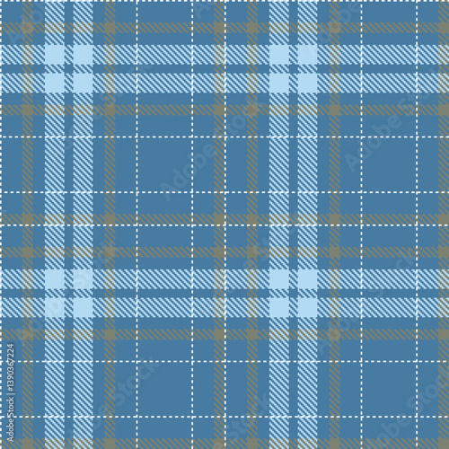 Mellow dull blue and Traditional white Seamless Tartan Fabric Design