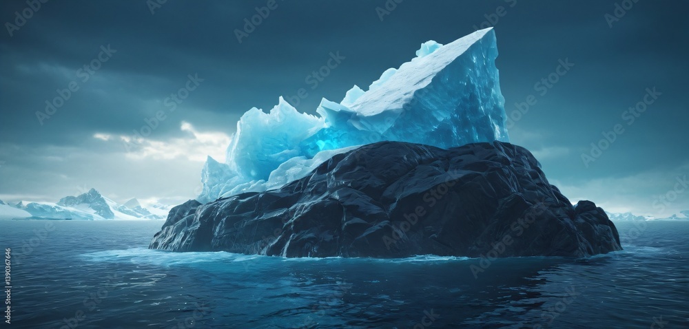 Iceberg - Hidden Danger And Global Warming Concept - 3d Illustration