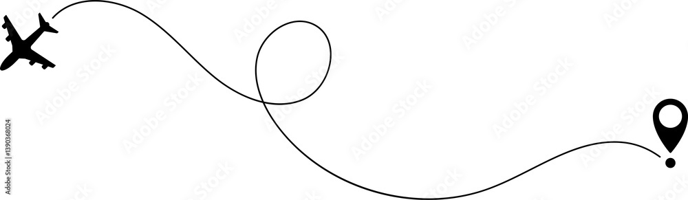 Airplane line path icon of air plane flight route with start point and dash dotted line trace. Love travel route. Airplane routes. Travel icon. Airplane line path icon of air plane flight route with start point and dash dotted line trace. Love travel route. Airplane routes. Travel icon.