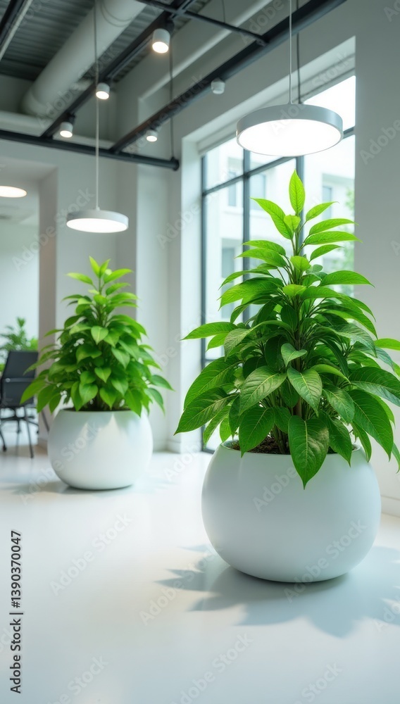 Fototapeta premium Smart Indoor Garden with Interactive Plant Care Technology. Perfect for illustrating smart home automation, sustainable living, and the future of plant maintenance.