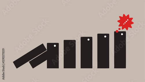 Falling Dominoes A line of dominoes where one domino labeled Negative SelfTalk is about to fall causing a chain reaction representing how one thought can lead to a series of