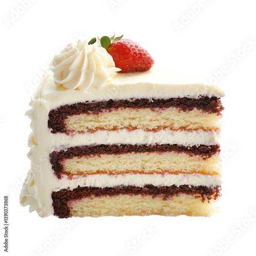 slice of strawberry chocolate layer cake