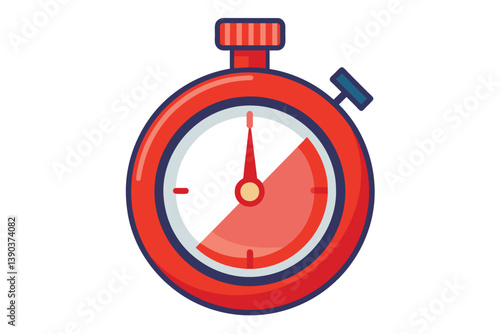 A red and white cartoon stopwatch, depicting the passage of time. The second hand is pointing toward the 30-second mark, with the clock face split in half with a red half and a white half. Free Download A red and white cartoon stopwatch, depicting the passage of time. The second hand is pointing toward the 30-second mark, with the clock face split in half with a red half and a white half. - GFXLoad