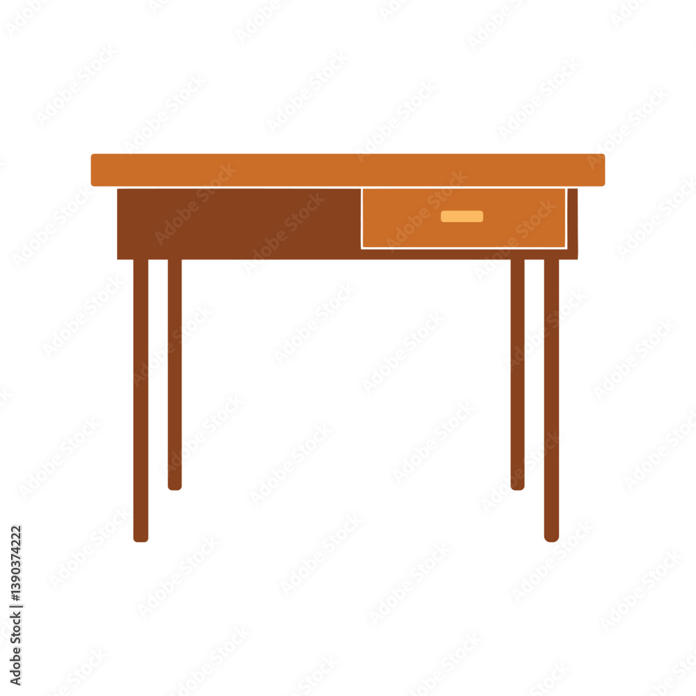 Modern Desk Vector Art Illustration, Workspace Vector, Office Desk Clipart, Flat Design Workstation, Creative Desk Graphic