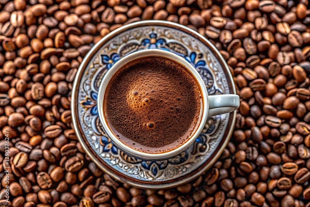 Coffee cup with beans inside Coffee cup with beans inside