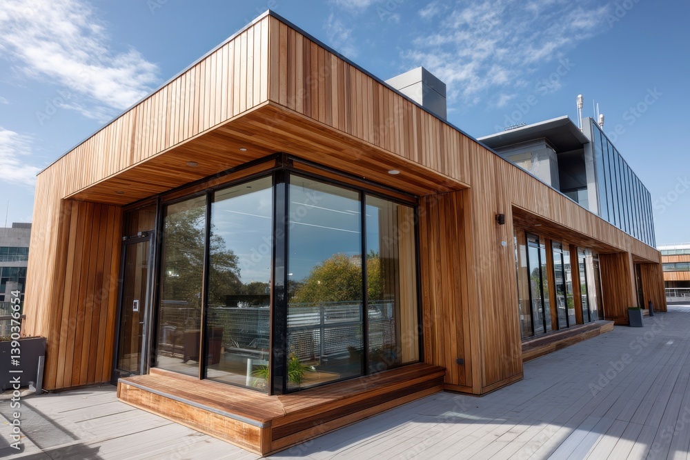 Modern Eco-Friendly Office Building with Wooden Facade in LA Modern Eco-Friendly Office Building with Wooden Facade in LA
