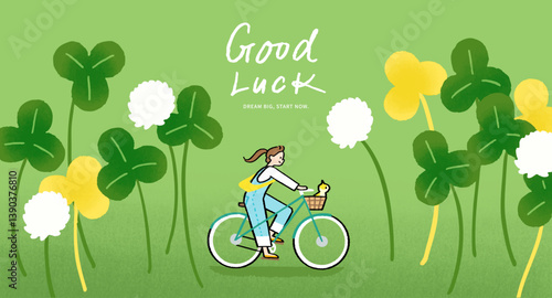 A woman riding a bicycle.