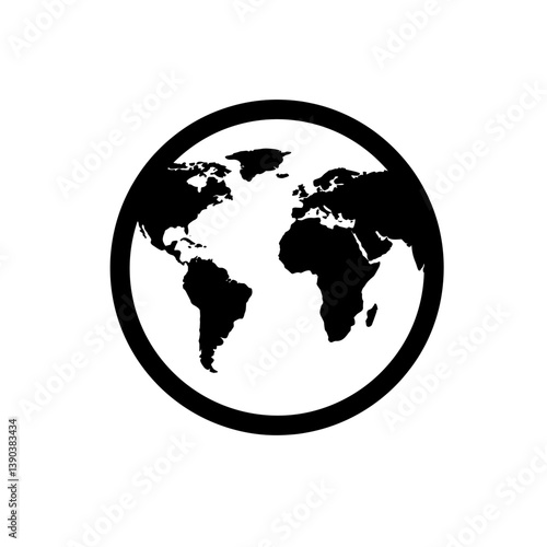 Global Connectivity: A simple yet powerful graphic of planet earth, depicted in a minimalist, monochromatic style, symbolizing interconnectedness, global awareness, and the vastness of our world.
