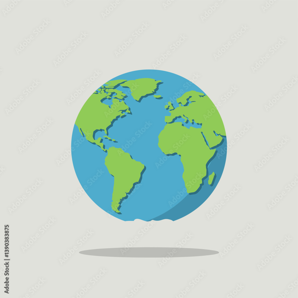 Planet Earth's Global Perspective: An illustration of the planet Earth, showcasing its continents in vibrant green and surrounding oceans in blue. Capturing the world's vastness. Planet Earth's Global Perspective: An illustration of the planet Earth, showcasing its continents in vibrant green and surrounding oceans in blue. Capturing the world's vastness.