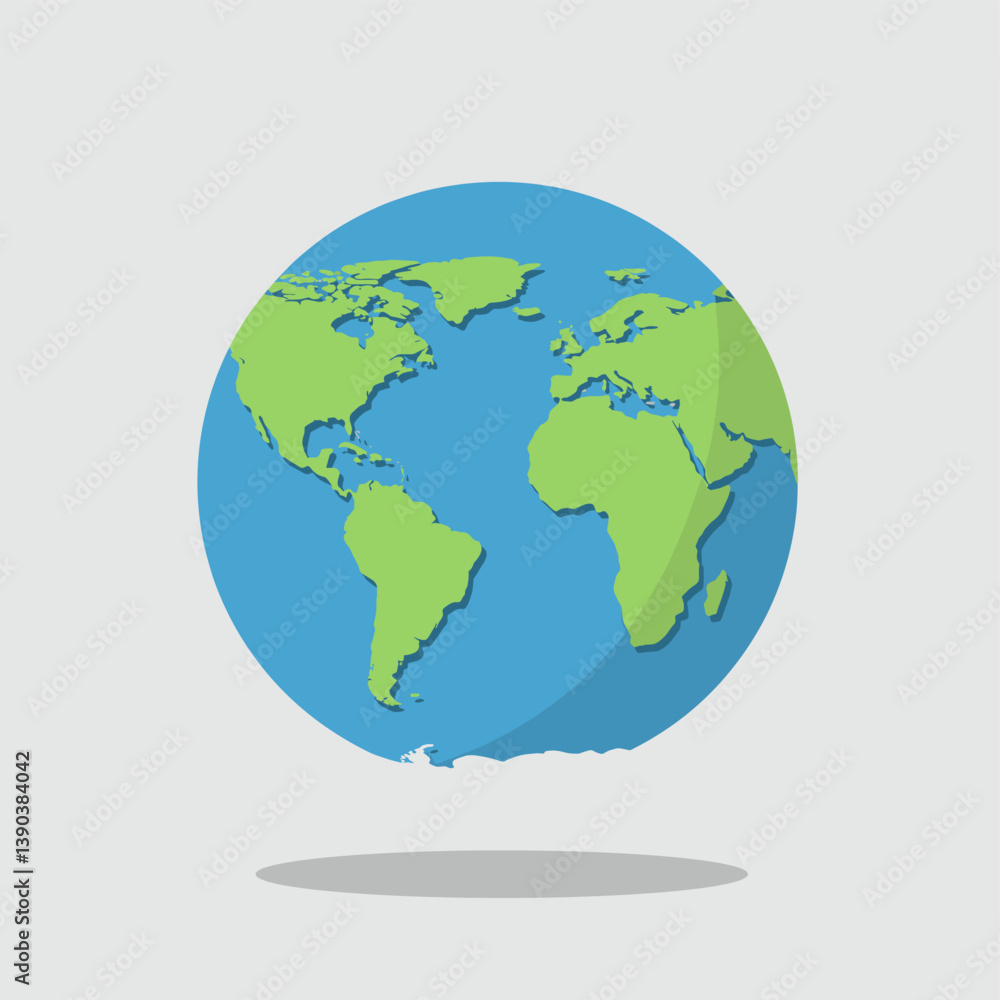 Globe Icon: A simplified, yet vibrant representation of the earth, showcasing the continents in shades of green against a backdrop of blue. Globe Icon: A simplified, yet vibrant representation of the earth, showcasing the continents in shades of green against a backdrop of blue.