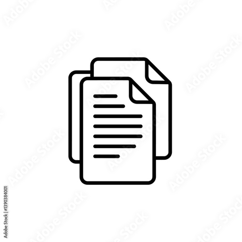 Document Stack Icon: Minimalist vector illustration of stacked documents, ideal for web design or informational content, focusing on readability and simplicity.
