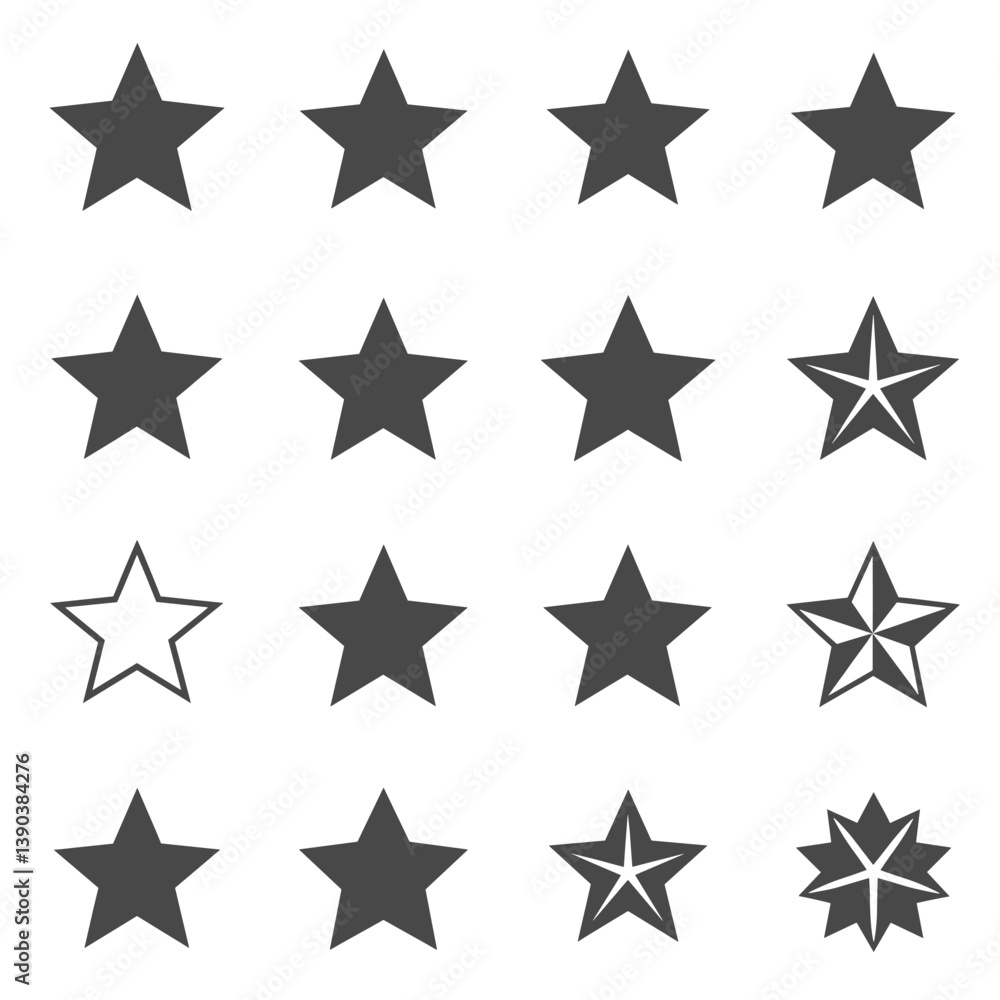 Starry Symphony: A collection of diverse star icons, meticulously arranged, offers a harmonious visual representation. Each star shape shines with unique attributes. Starry Symphony: A collection of diverse star icons, meticulously arranged, offers a harmonious visual representation. Each star shape shines with unique attributes.