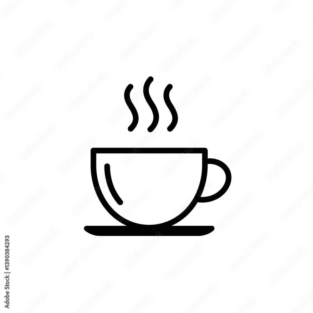 Simple Coffee Cup Icon: A clean and minimalist icon depicts a steaming cup, perfect for design projects. Simple Coffee Cup Icon: A clean and minimalist icon depicts a steaming cup, perfect for design projects.