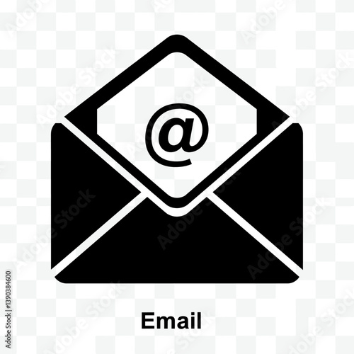 Digital Correspondence: A streamlined visual representation of an open email with the "@" symbol, signifying modern communication.
