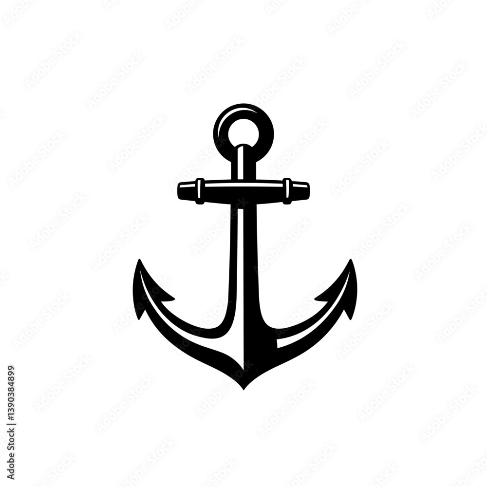 Nautical Anchor Icon: A bold and iconic illustration of a classic anchor, presented with stark contrast and a clean aesthetic, evoking a sense of stability and maritime heritage. Nautical Anchor Icon: A bold and iconic illustration of a classic anchor, presented with stark contrast and a clean aesthetic, evoking a sense of stability and maritime heritage.