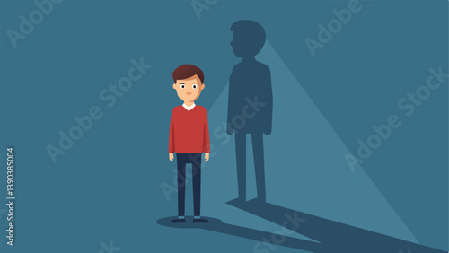 Fading Shadow A figure standing with a large shadow cast behind them labeled Narcissist while their own shadow is tiny and fading illustrating the overshadowing effect of