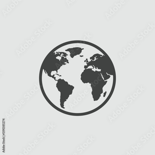 Global Unity: A Simple, clean, minimalist graphical representation of Earth in a circle, signifying global unity and environmental awareness.