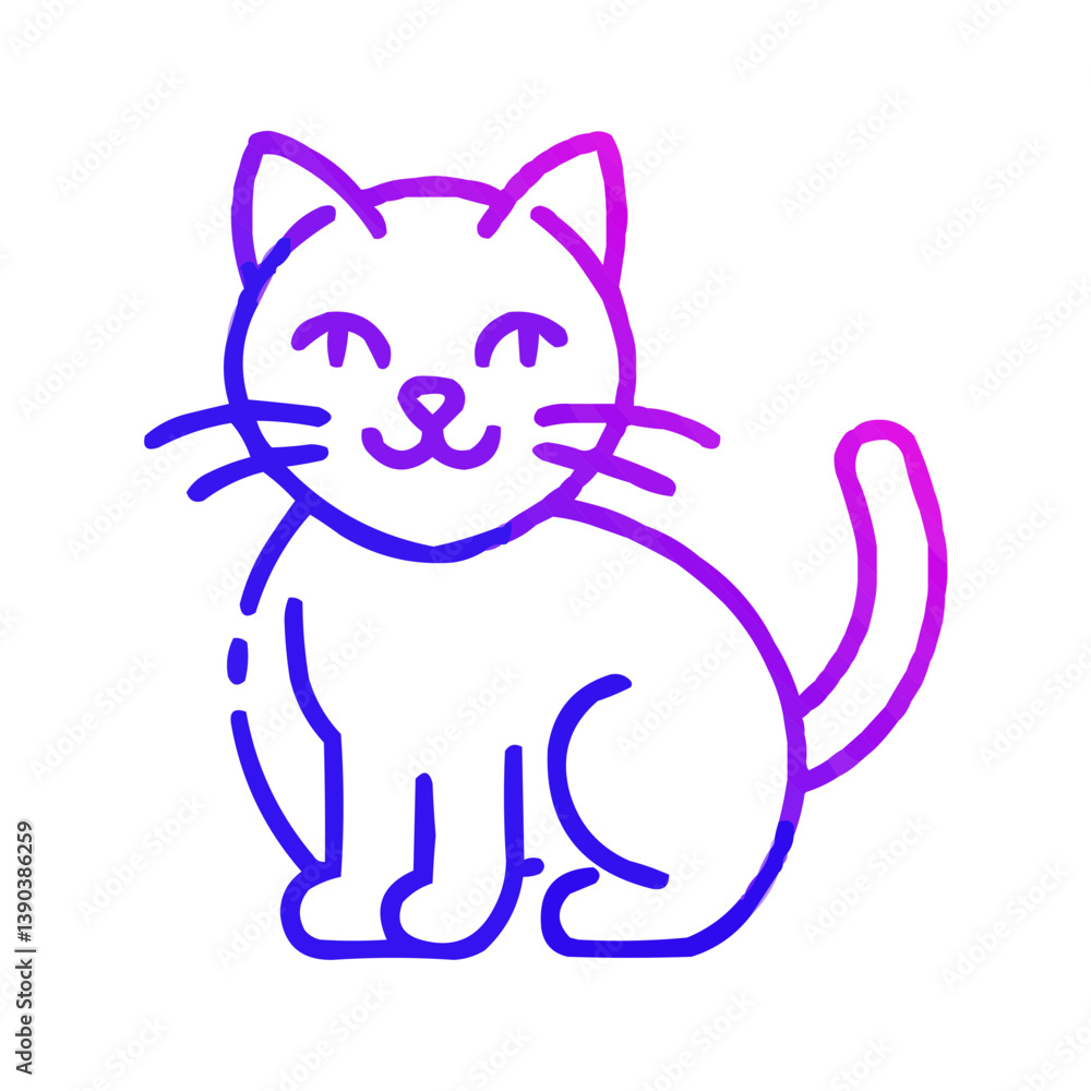 A cute cat with gradient color sitting and smiling in friendly attitude A cute cat with gradient color sitting and smiling in friendly attitude