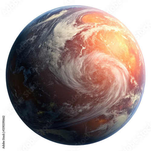 Stunning View of Earth from Space Showing a Fiery Sunset and Swirling Clouds
