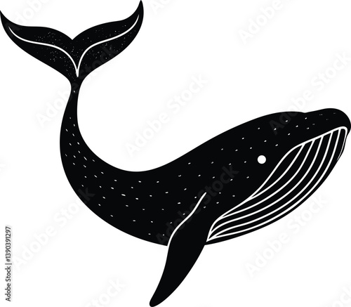 Whale silhouette tail flip eps.