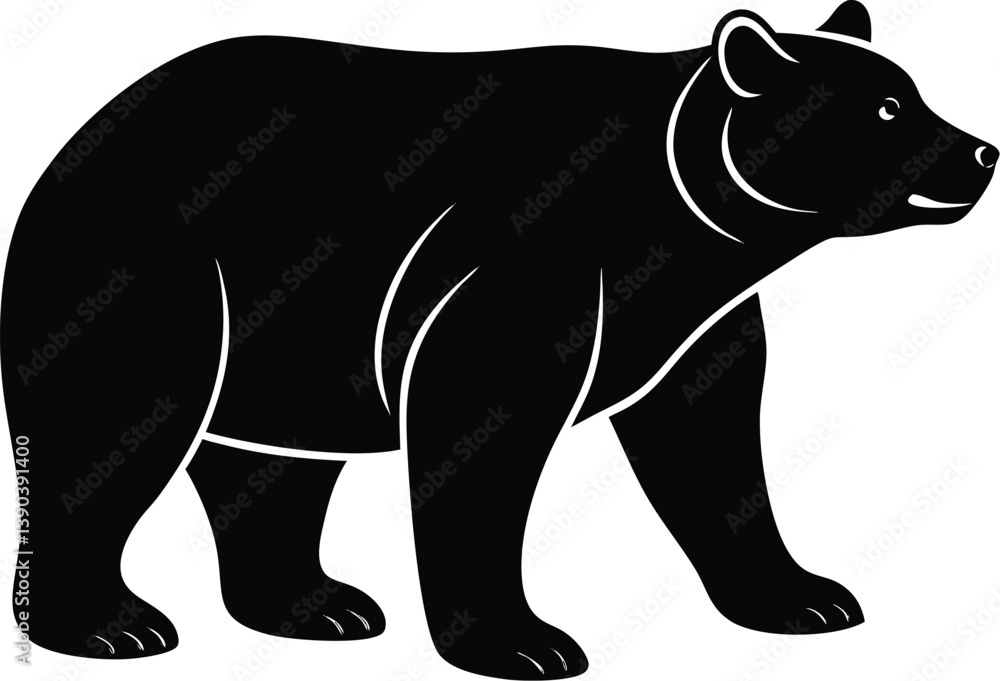 Obraz premium black bear silhouette standing or walking.