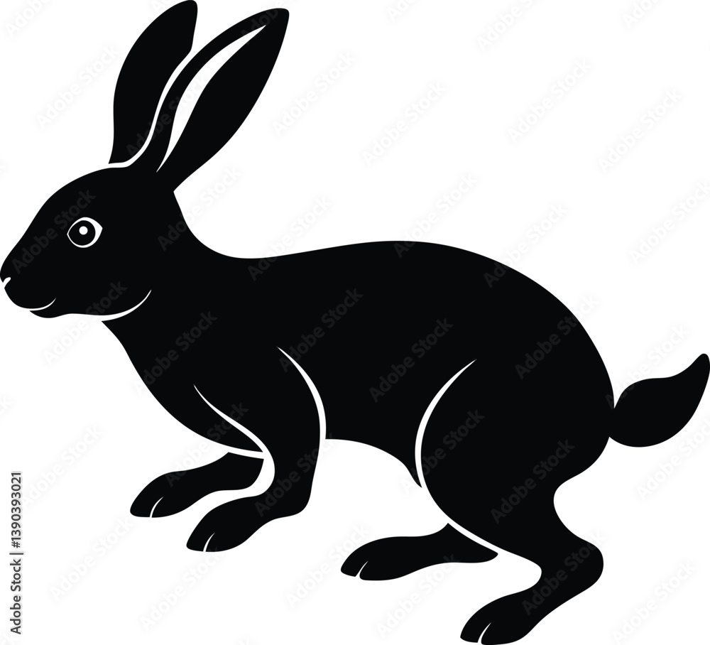Obraz premium rabbit silhouette hopping vector.