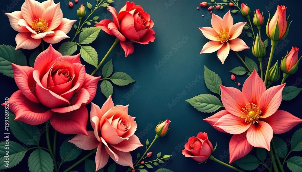 Intricate blooming roses & lilies, woven threads, rich, luxury, craft Intricate blooming roses & lilies, woven threads, rich, luxury, craft