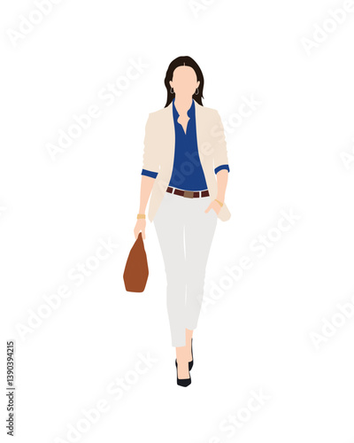 Flat vector people and illustration, woman with formal executive outfit