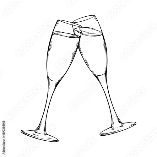 vector line art handdraw illustration of a glass