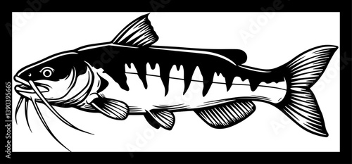 vector de bagre blanco y negro 