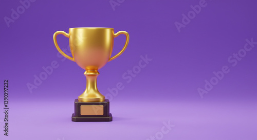 Wallpaper Mural A gleaming golden trophy, symbol of triumph and victory, stands proudly against a rich purple backdrop, bathed in soft studio light. Torontodigital.ca
