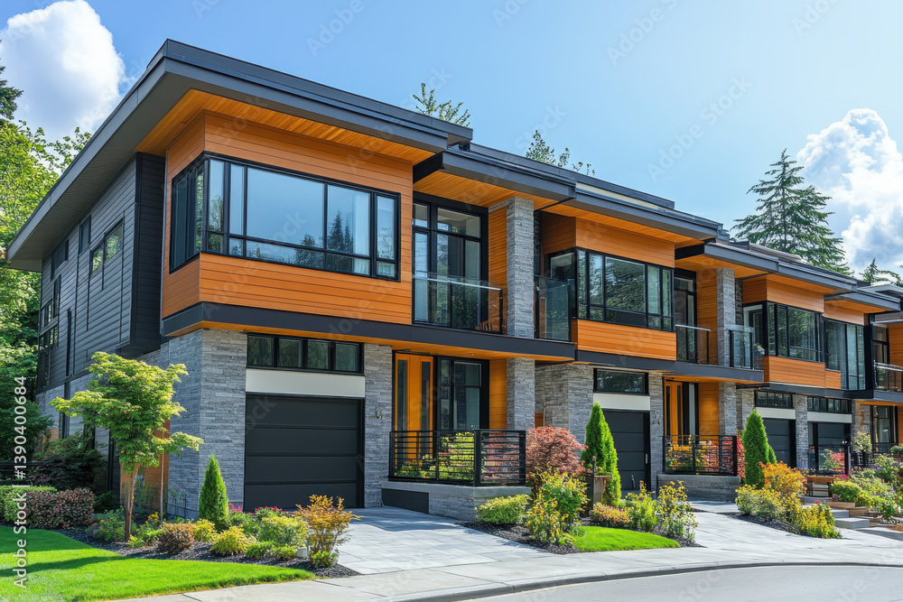 Modern home with spacious front yard and wide driveway. Modern home with spacious front yard and wide driveway.