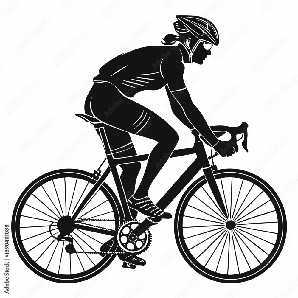 Naklejka premium silhouette of a cyclist vector