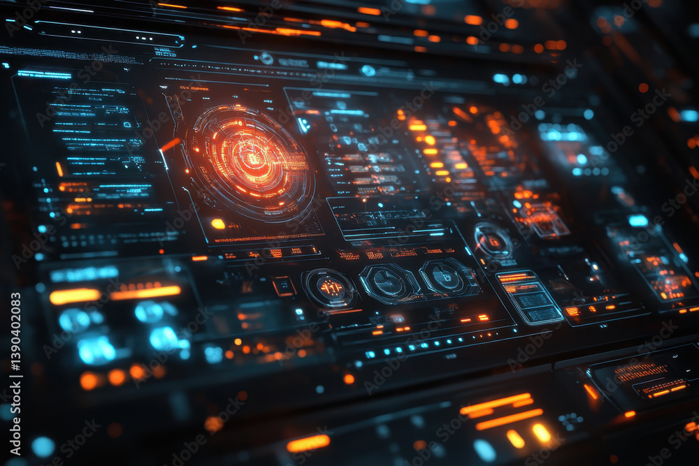 Futuristic interface with glowing lights. Futuristic interface with glowing lights.