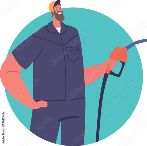 Gas station worker in workwear