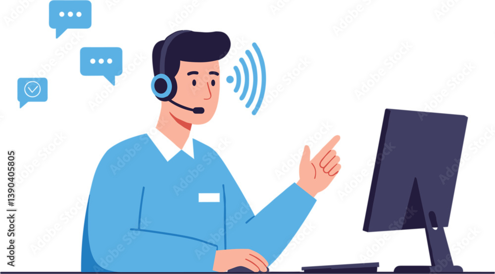 Efficient Customer Service: An illustration of a supportive individual in a customer service role, headset equipped, providing assistance, symbolizing effective communication and prompt solutions Efficient Customer Service: An illustration of a supportive individual in a customer service role, headset equipped, providing assistance, symbolizing effective communication and prompt solutions