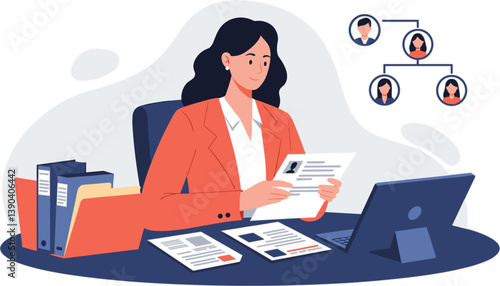 HR professional: A focused professional in the realm of human resources reviews and analyzes resumes, carefully considering the future of hiring process.