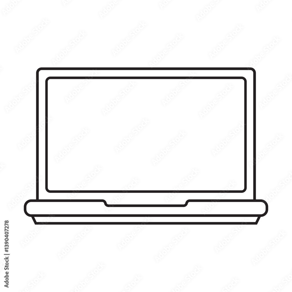 Laptop line icon with blank screen. Laptop line icon with blank screen.