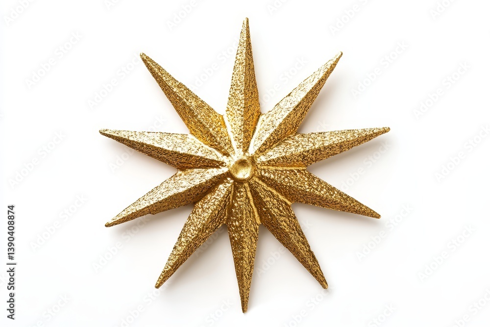 Golden Star Ornament - A sparkly gold star shaped ornament isolated on a white background. Perfect for holiday decor Golden Star Ornament - A sparkly gold star shaped ornament isolated on a white background. Perfect for holiday decor
