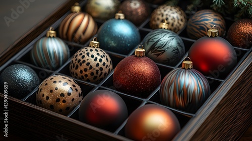 Patterned Christmas Baubles Modern Holiday Decor Collection photo