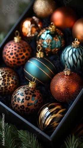 Stylish Christmas Baubles Unique Pattern Tray Display photo