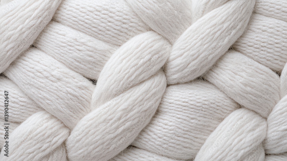 Interwoven ivory fiber strands creating an abstract and textured background pattern in a textile weave close-up. Interwoven ivory fiber strands creating an abstract and textured background pattern in a textile weave close-up.
