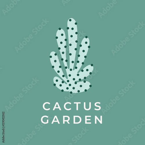 Cactus Garden Logo with Botanical Elements