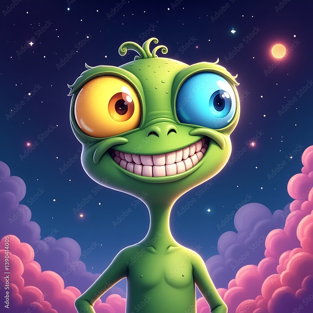 Obraz premium Goofy Alien with Different Eyes