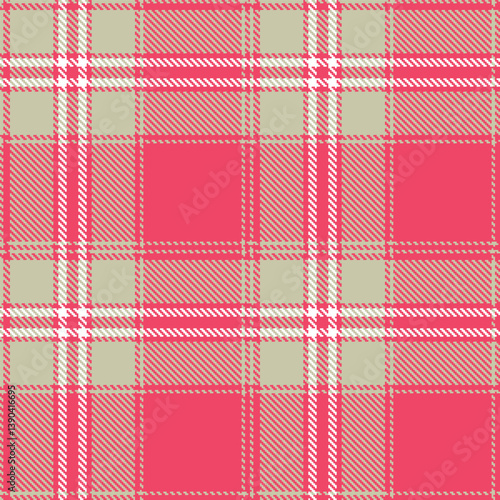 Contemporary Vintage watermelon & Muted putty Seamless Tartan Fabric Design